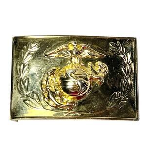 USMC Marine Corps Belt Buckle Anodized Gold Plated Anchor Globe Wreath